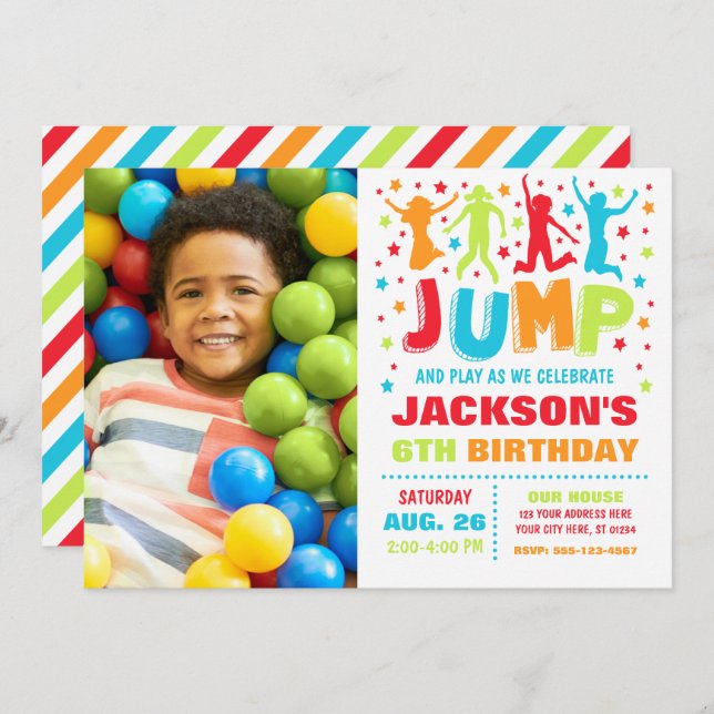Convite de aniversário de salto, Casa de salto de  (Frente/Verso)