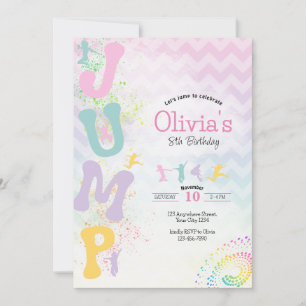 Convite de aniversário de saltos de trampolim