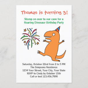 Convite de aniversário de segundo 3º do Dinossa