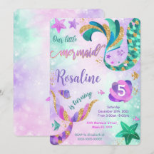 Convite de Aniversário de Sereia