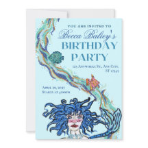 Convite de Aniversário de Sereia Abstrata