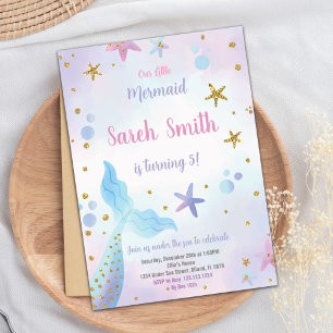 Convite de Aniversário de Sereia Azul