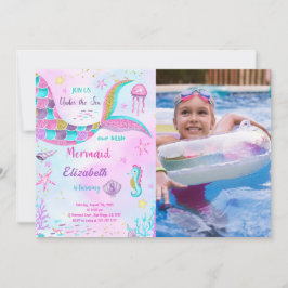 Convite de Aniversário de Sereia com Foto