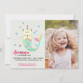 Convite de aniversário de Sereia de Caticorn