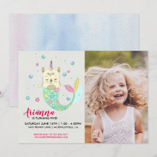 Convite de aniversário de Sereia de Caticorn