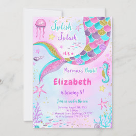 Convite de Aniversário de Sereia Debaixo do Mar