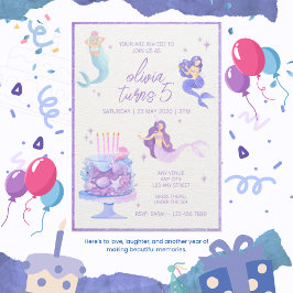 Convite de Aniversário de Sereia do Mar Encantador