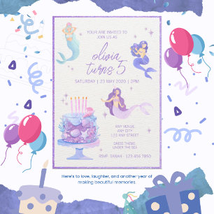 Convite de Aniversário de Sereia do Mar Encantador