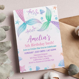 Convite de aniversário de Sereia Pastel