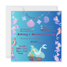 Convite de Aniversário de Sereia Personalizável –