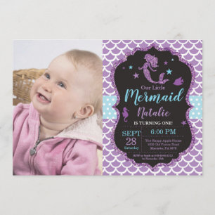Convite De Aniversário De Sereia Sob Partido Do M