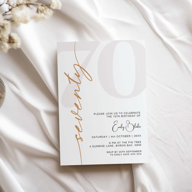 Convite de aniversário de Setenta Minimalista (Criador carregado)