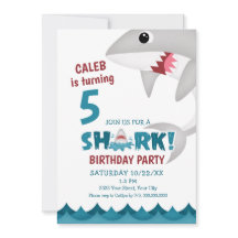 Convite de aniversário de Shark Divertido