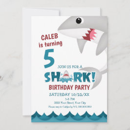 Convite de aniversário de Shark Divertido