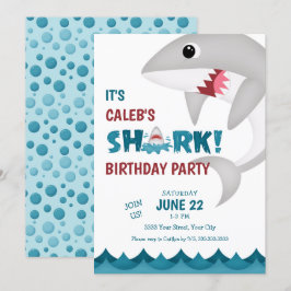 Convite de aniversário de Shark Divertido