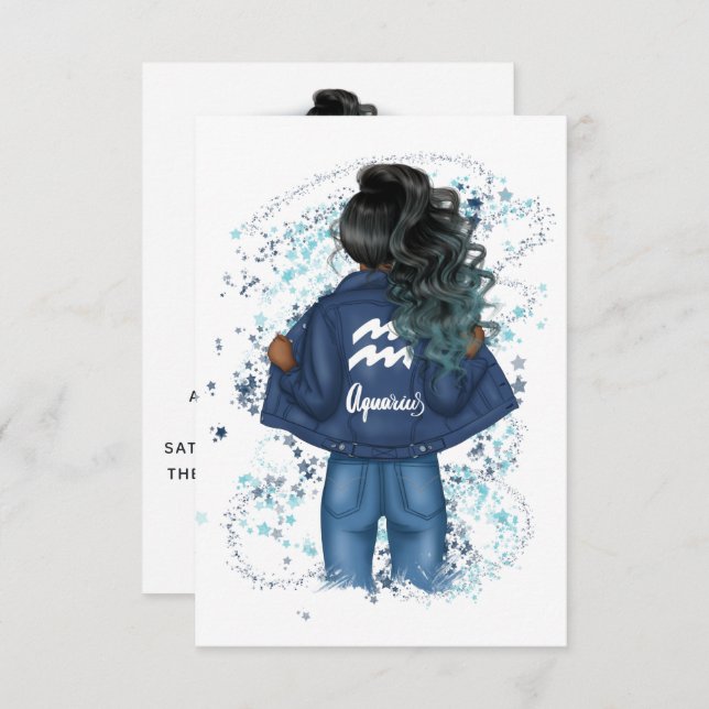 Convite de aniversário de Sinal de Aquarius Zodiac (Frente/Verso)