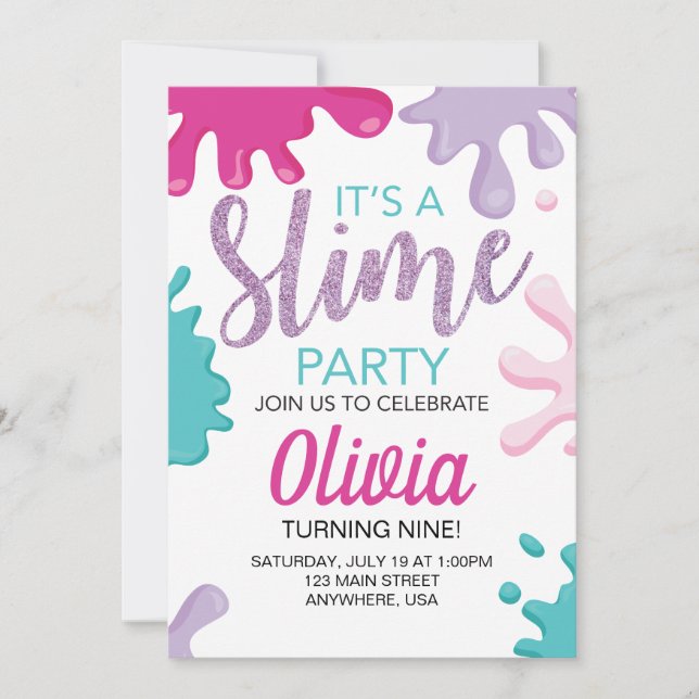Convite de aniversário de Slime (Frente)