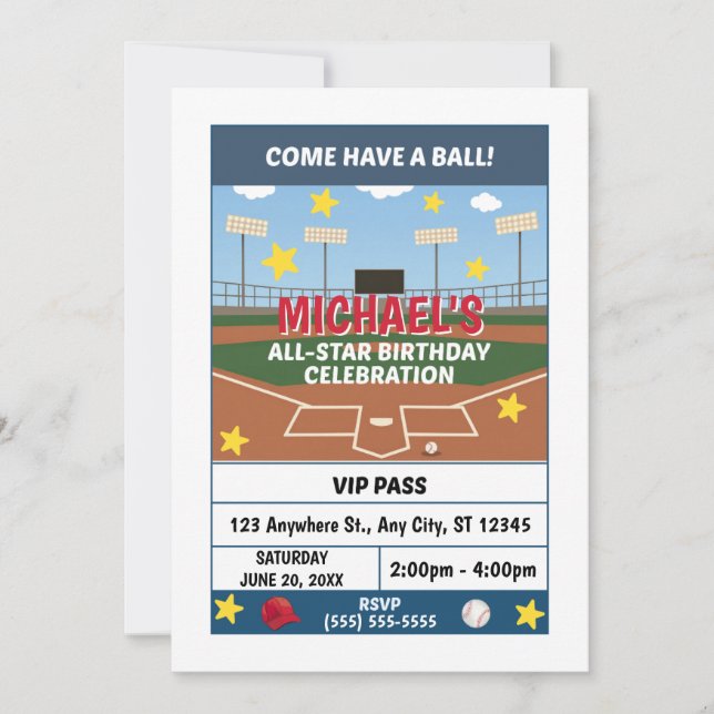 Convite de Aniversário de Softbol (Frente)