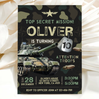 Convite de Aniversário de Soldado Militar do Exérc