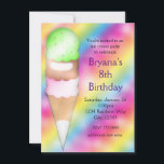 Convite de Aniversário de Sorvete de Arco-íris Son<br><div class="desc">Convite de Aniversário de Sorvete de Arco-íris Sonhador. Personalize para qualquer evento.</div>