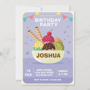 Convite de Aniversário de Sorvete Domingo de Doçu