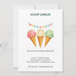 Convite de Aniversário de Sorvete Scoop Jubilee