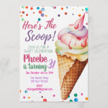 Convite de Aniversário de Sorvete The Scoop