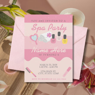 Convite de Aniversário de Spa para Meninas | Autoc