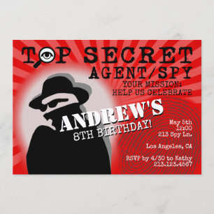 Convite de aniversário de Spy do Agente Secreto