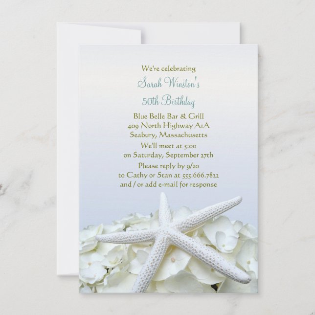 Convite de aniversário de Starfish do Jardim da Co (Frente)