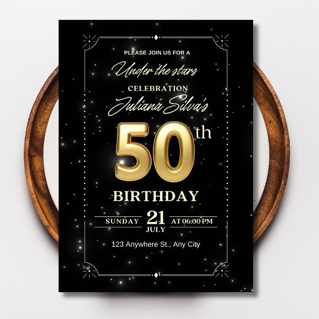 Convite de aniversário de Starry Night, 50º aniver (Criador carregado)
