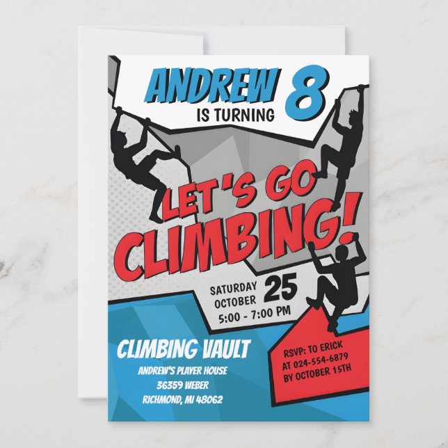 Convite de aniversário de Subida de Rock Pessoal (Frente)