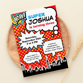 Convite de aniversário de super-herói