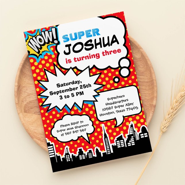 Convite de aniversário de super-herói (Criador carregado)