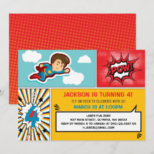 Convite de aniversário de Super-Herói - Cores de M