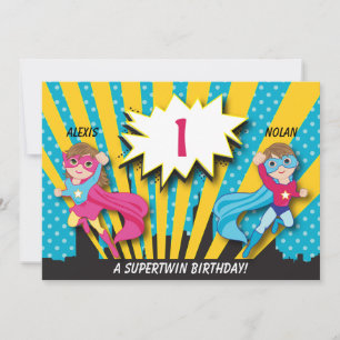 Convite de aniversário de super-herói para Garot