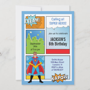 Convite de Aniversário de Super Herói Super Incrív