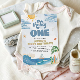 Convite de Aniversário de Surf The Big One Retro