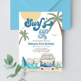 Convite de Aniversário de Surfista Menino Marinha 