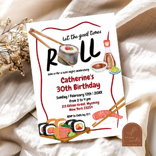 Convite de Aniversário de Sushi Noite em Japonês