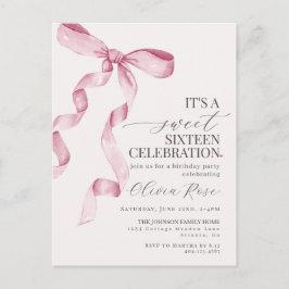 Convite de Aniversário de Sweet Sixteen com Laço R