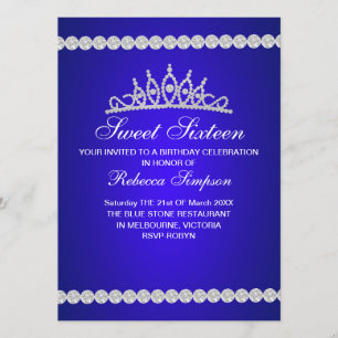 Convite de Aniversário de Sweet Sixteen com Tiara