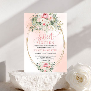 Convite de Aniversário de Sweet Sixteen Dourado Di
