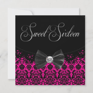 Convite de Aniversário de Sweet Sixteen Rosa Vibra