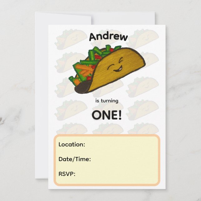 Convite de Aniversário de Taco (Frente)