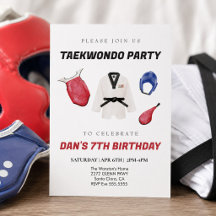 convite de aniversário de Taekwondo