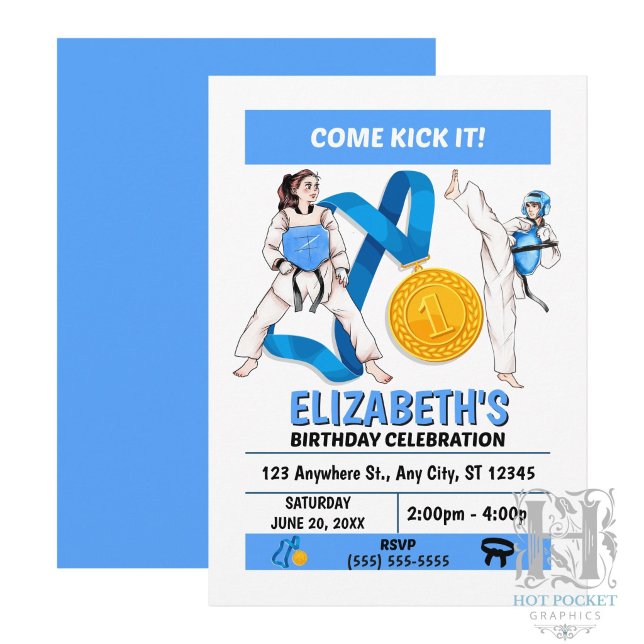 Convite de Aniversário de Taekwondo (Meninas) (Criador carregado)