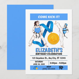 Convite de Aniversário de Taekwondo (Meninas)