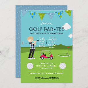 Convite de aniversário de Tema do Golf para Crianç