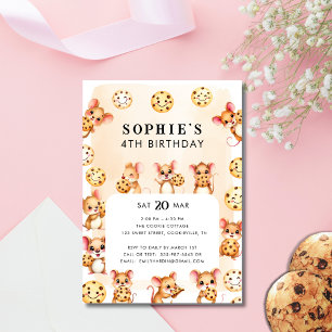 Convite de aniversário de Tema do Mouse e Cookie